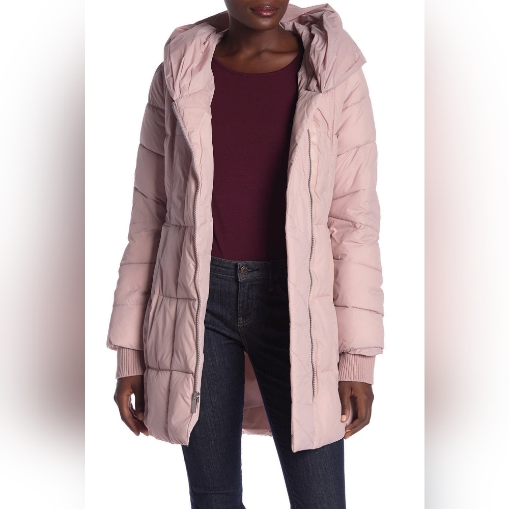 French Connection 3/4 Length, Pillow Collar Puffer Jacket - Blush Pink